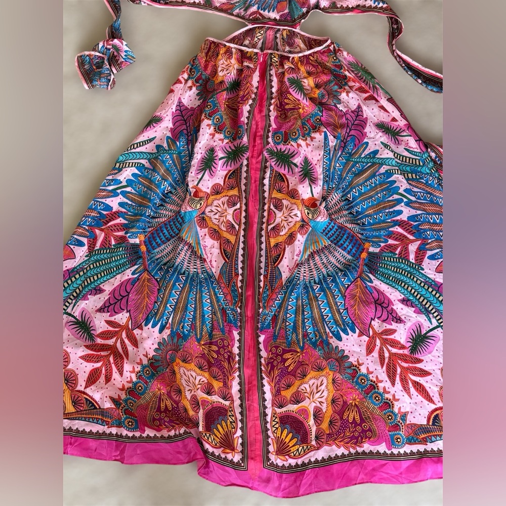NWT Anthropologie Farm Rio Macaw Scarf Maxi Dress - Picture 9 of 14